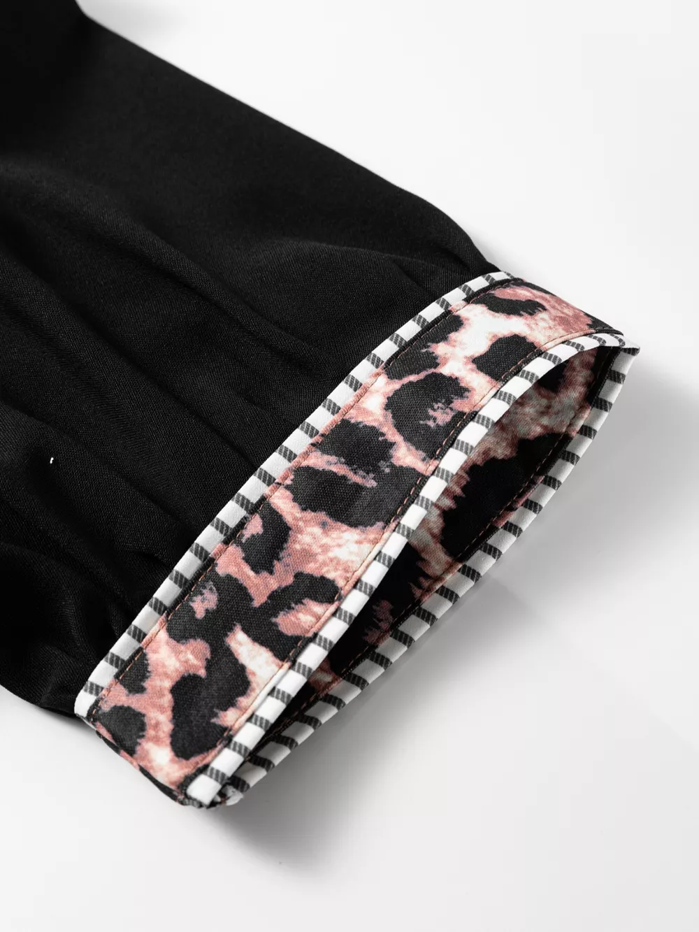 Leopard Trim Puff Sleeve Blouse, image 10