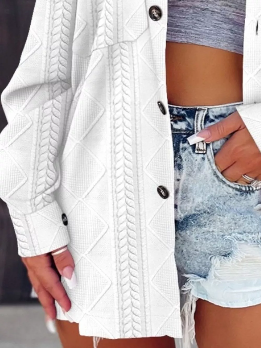 Button Up Long Sleeve Knit Outerwear, image 9