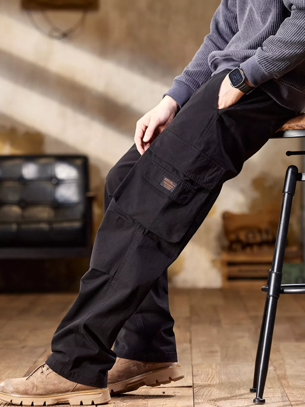 Men's Full Size Elastic Waist Cargo Pants Plus Size, image 3