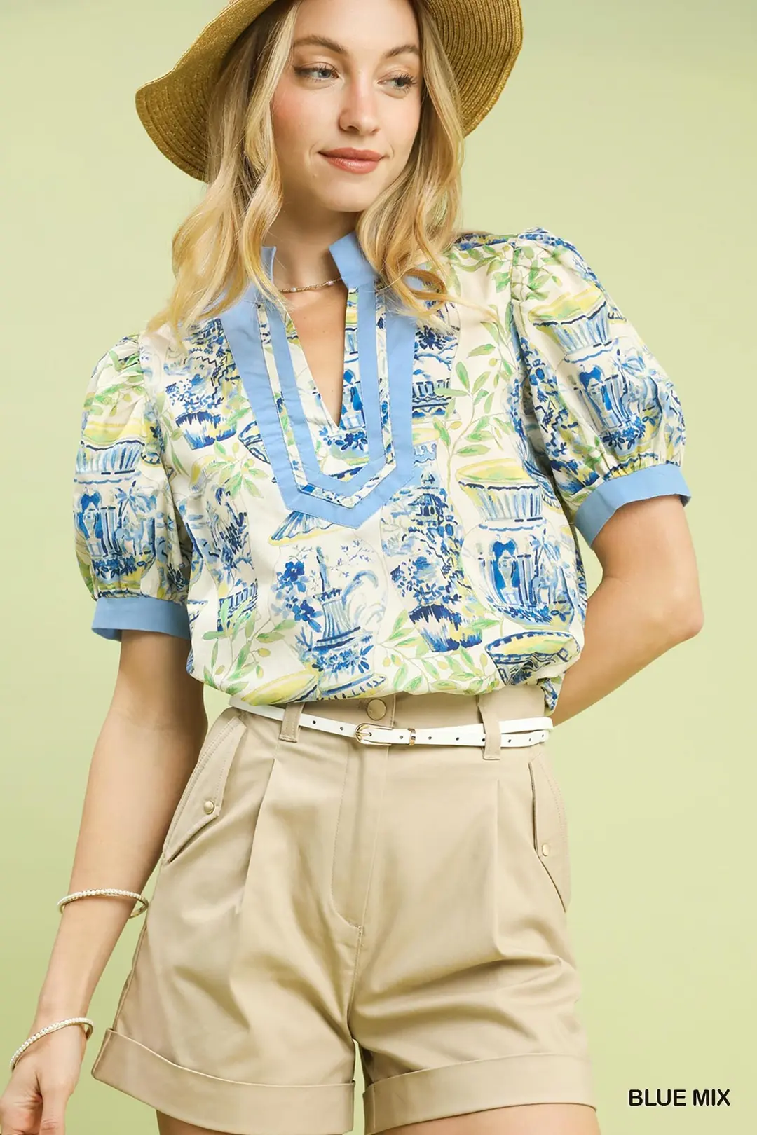 Abstract Print V-Neck Top, image 2