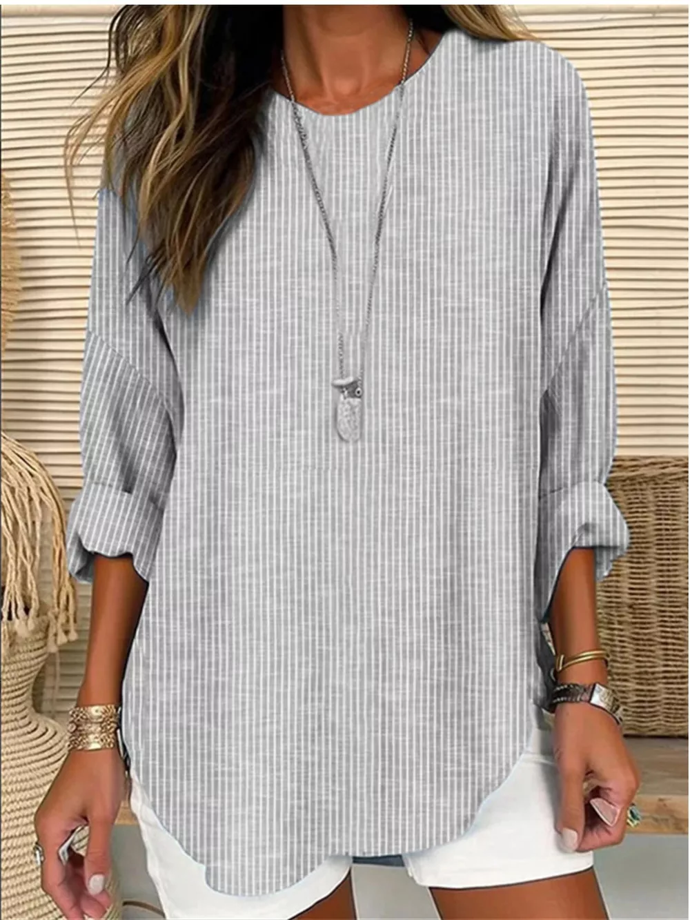 Casual Striped Long Sleeve Blouse, image 5