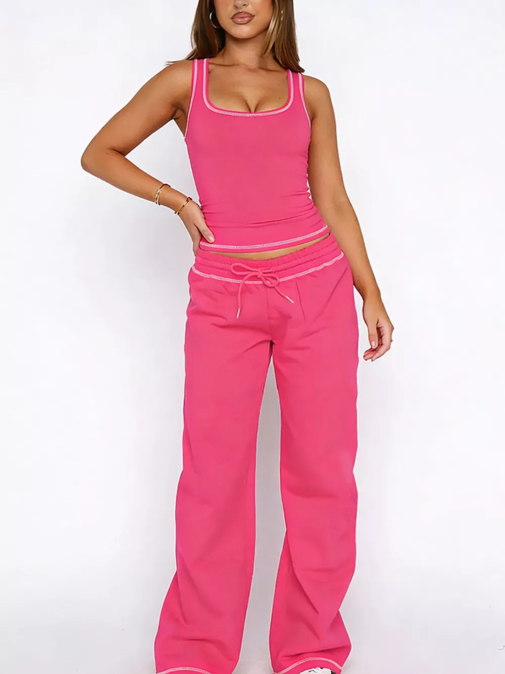 Scoop Neck Tank Top and Drawstring Pants Set, image 13