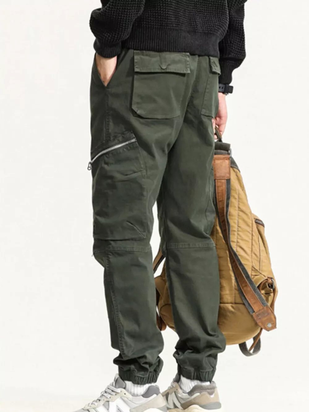 Men's Full Size Casual Cargo Pants with Zipper Pocket Plus Size, image 5