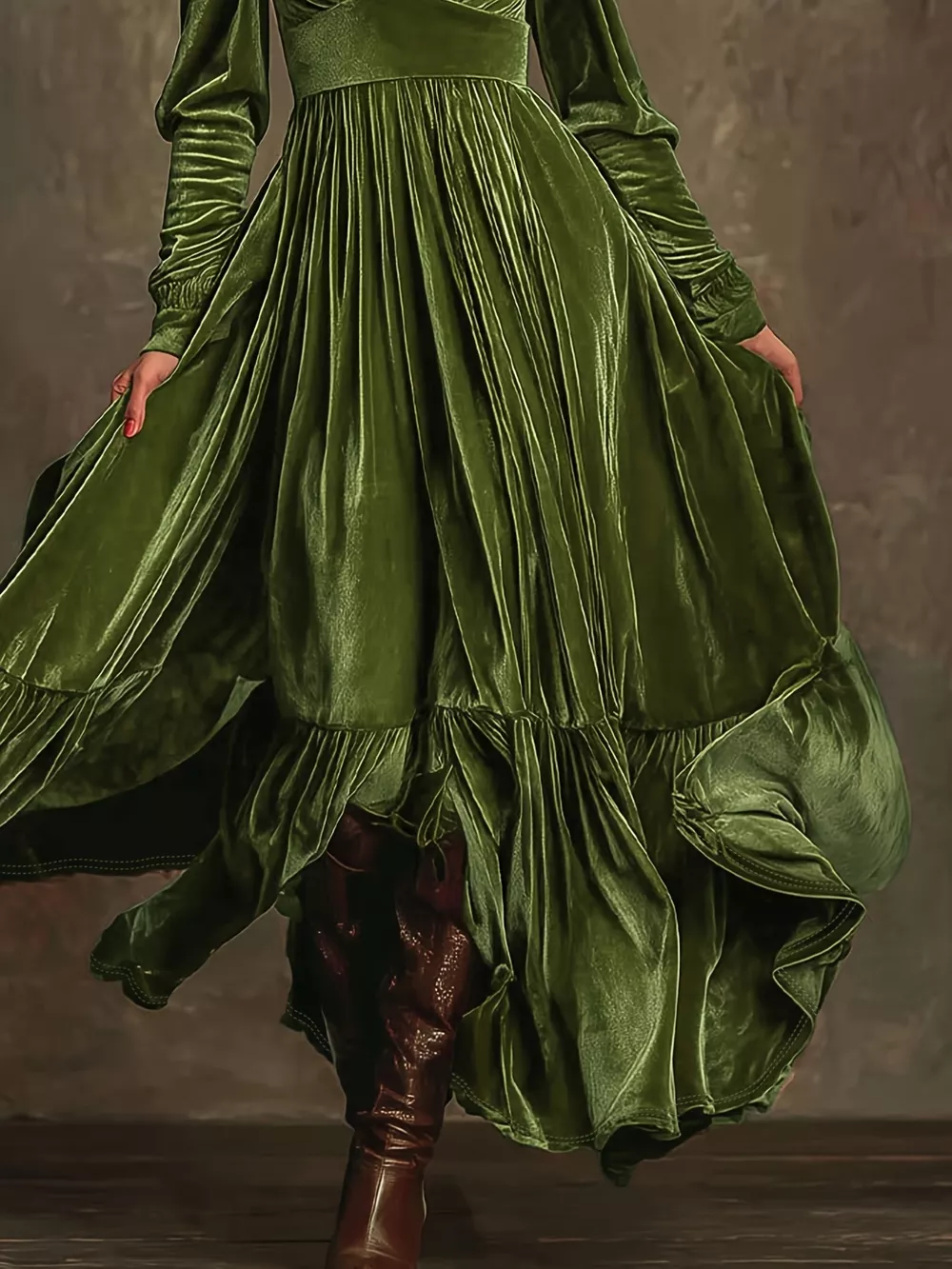 Ruffled Hem Long Sleeve Dress, image 8