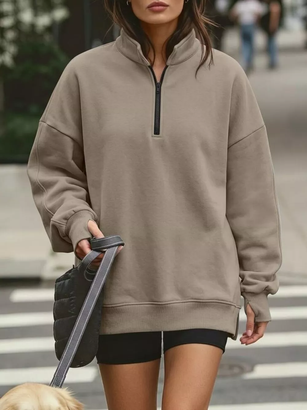 Quarter-Zip Dropped Shoulder Sweatshirt, image 6