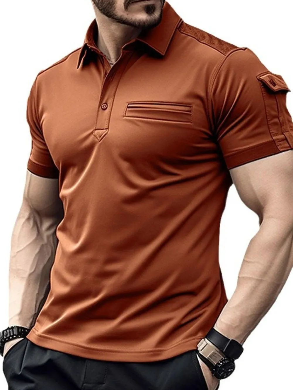 Men's Full Size Collared Neck Short Sleeve Polo Plus Size, image 6