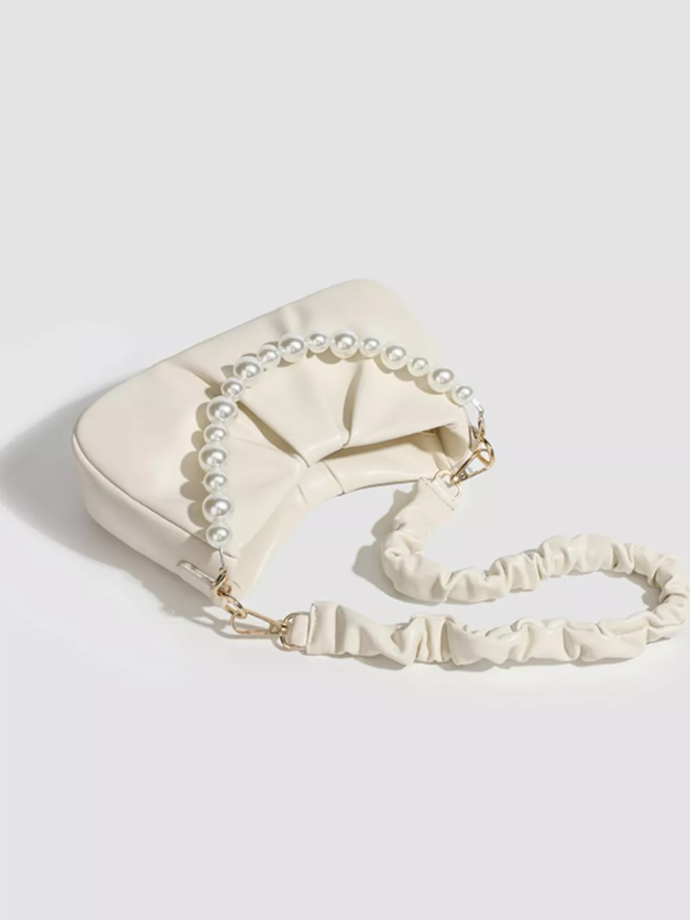 Ruched Handle Pearl Decor Crossbody Bag, image 4