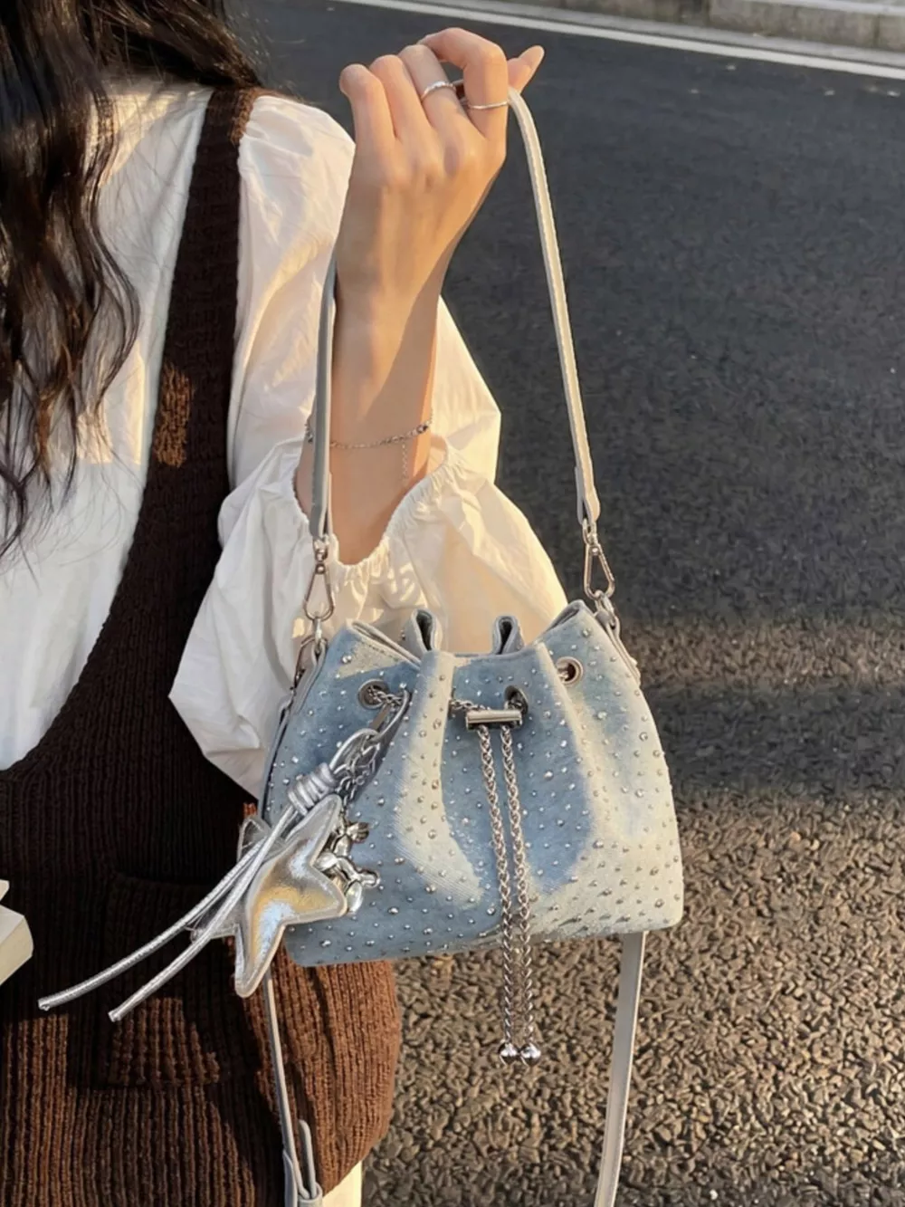Drawstring Bucket Crossbody Bag, image 6