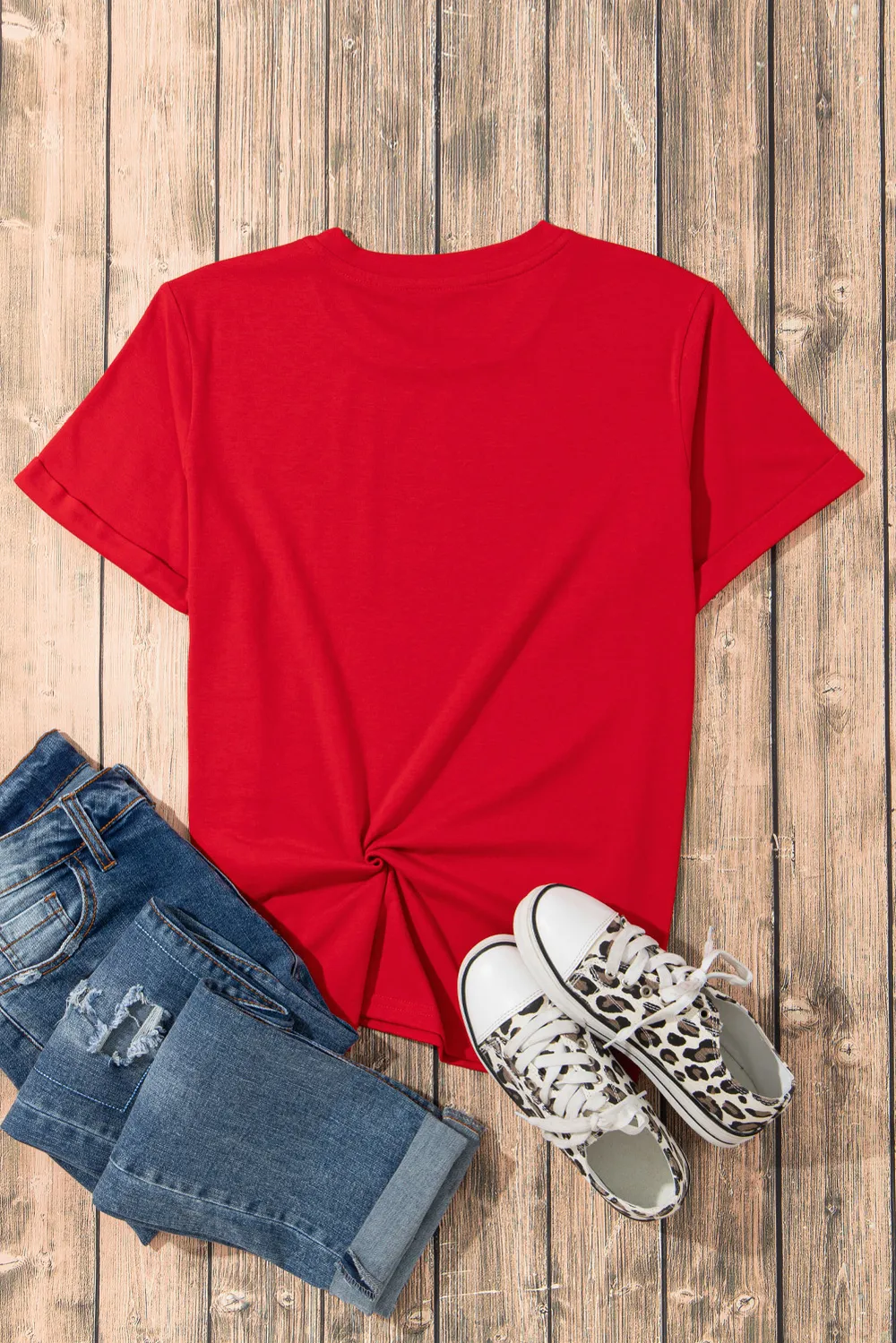 Graphic Round Neck Short Sleeve T-Shirt, image 2