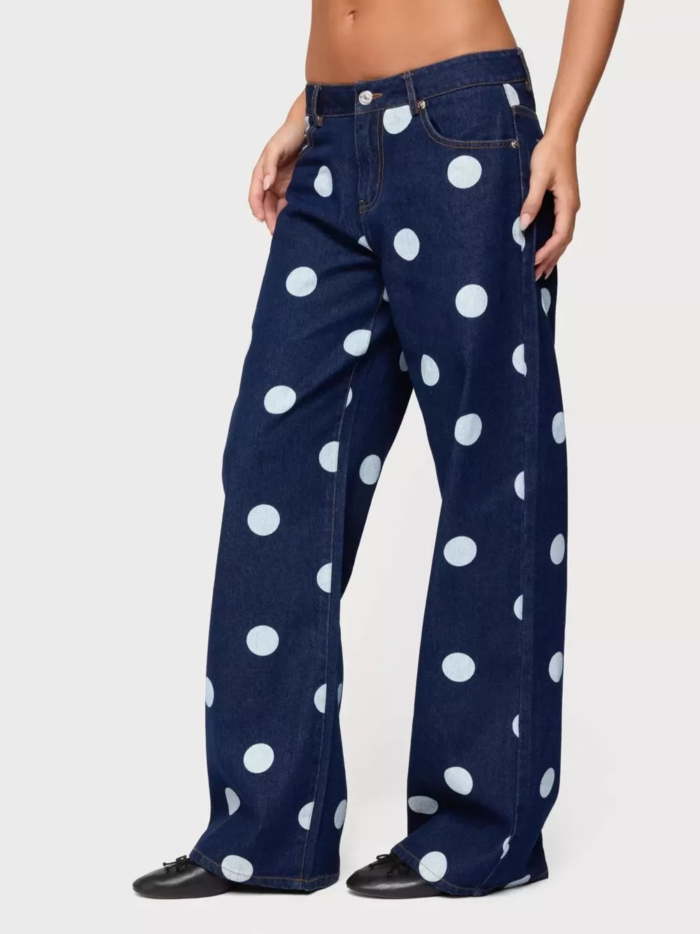 Polka Dot Wide Leg Jeans, image 4