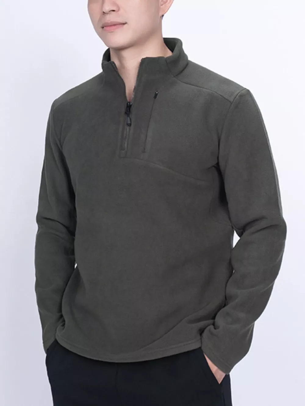 Men's Plus Size Quarter-Zip Fleece Sweatshirt, image 3