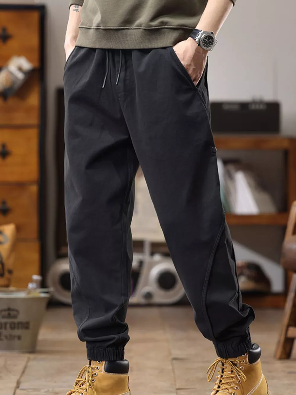 Men's Full Size Drawstring Jogger Pants with Elastic Cuffs Plus Size
