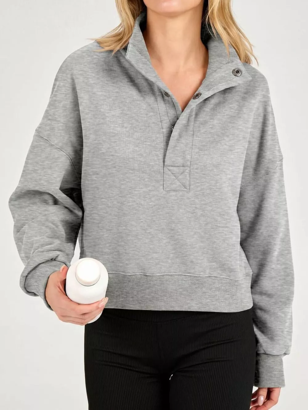 Half Snap Dropped Shoulder Sweatshirt, image 7