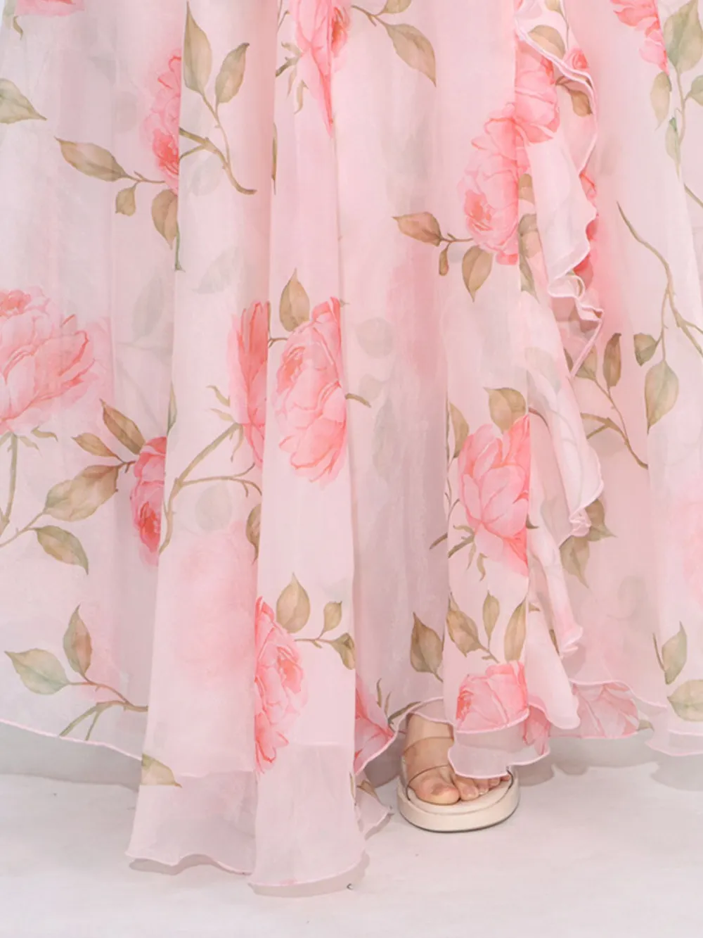 Floral Ruffled Short Sleeve Maxi Dress, image 9
