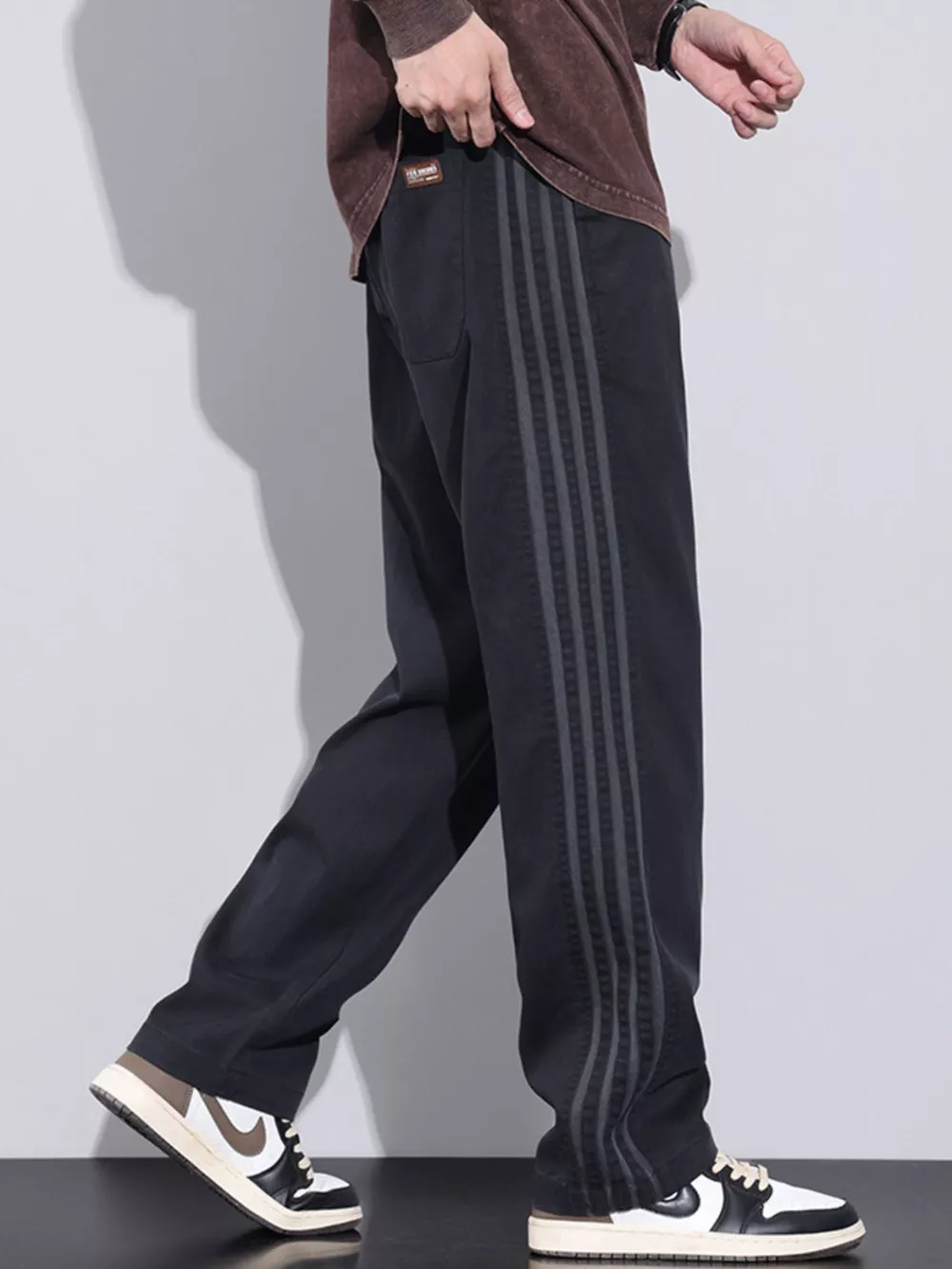 Men's Plus Size Casual Loose Fit Stripes Pants, image 8