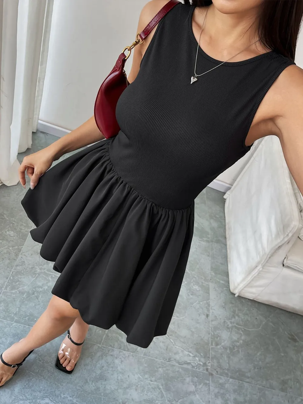 Ruched Sleeveless Mini Dress, image 4
