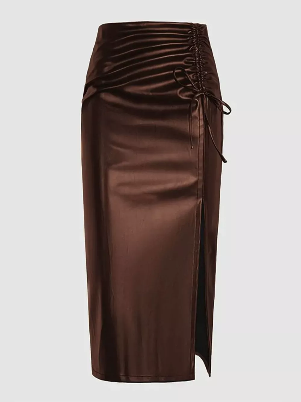 Ruched Slit Midi Skirt, image 7