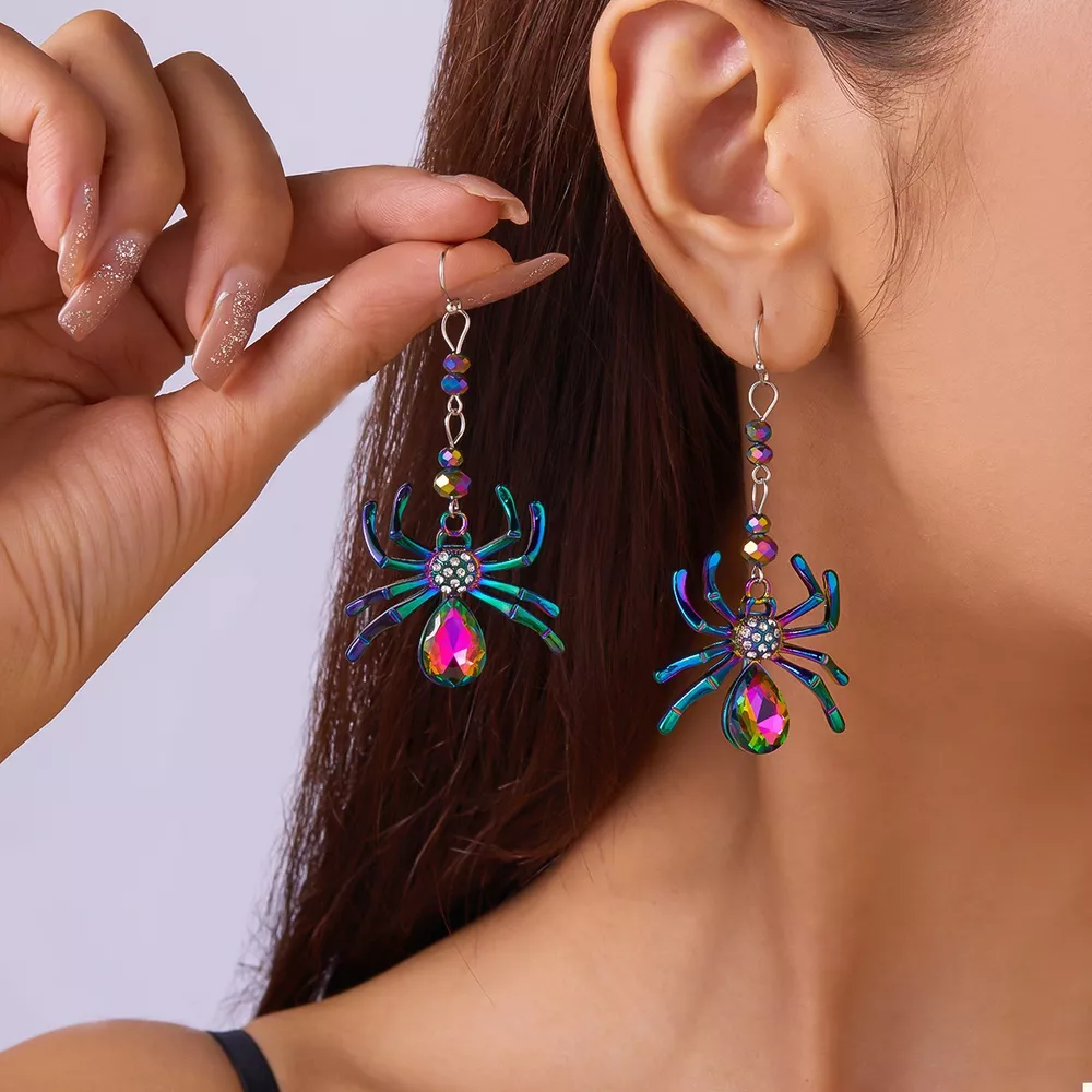 Colorful Spider Drop Earrings, image 2
