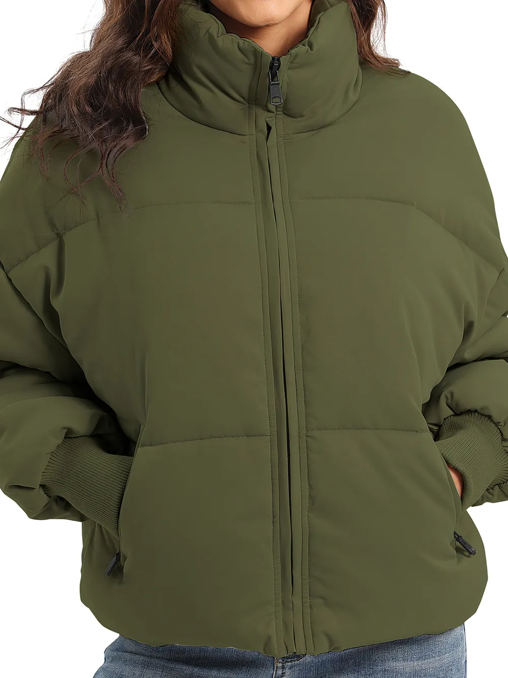 Zip Up Turtleneck Long Sleeve Puffer Jacket, image 18