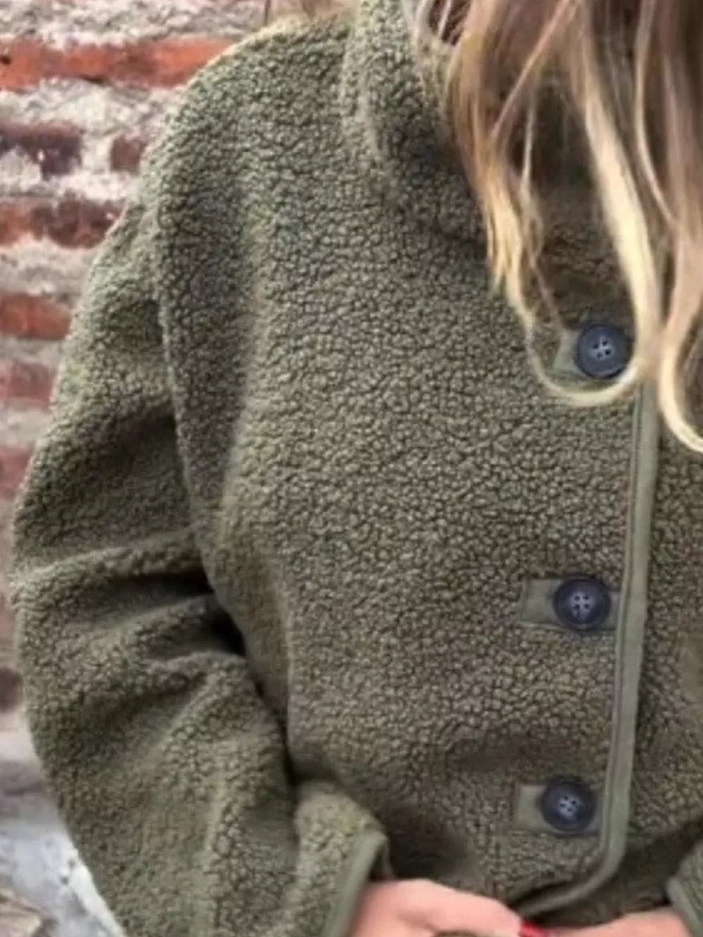 Full Size Button Up Long Sleeve Fleece Jacket Plus Size, image 5