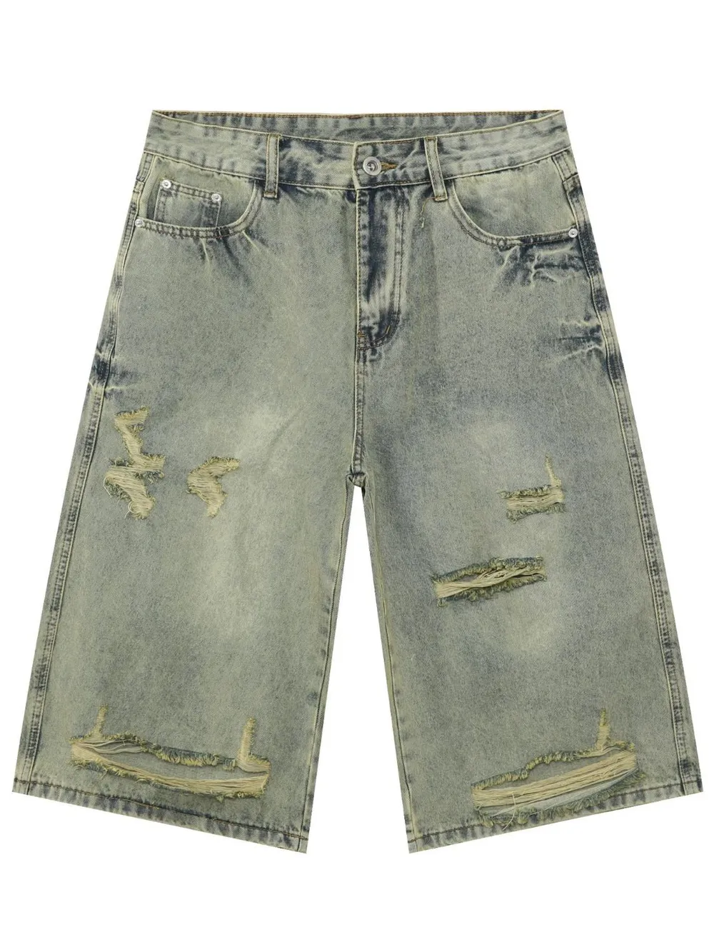 Men's Distressed Loose Denim Shorts, image 5