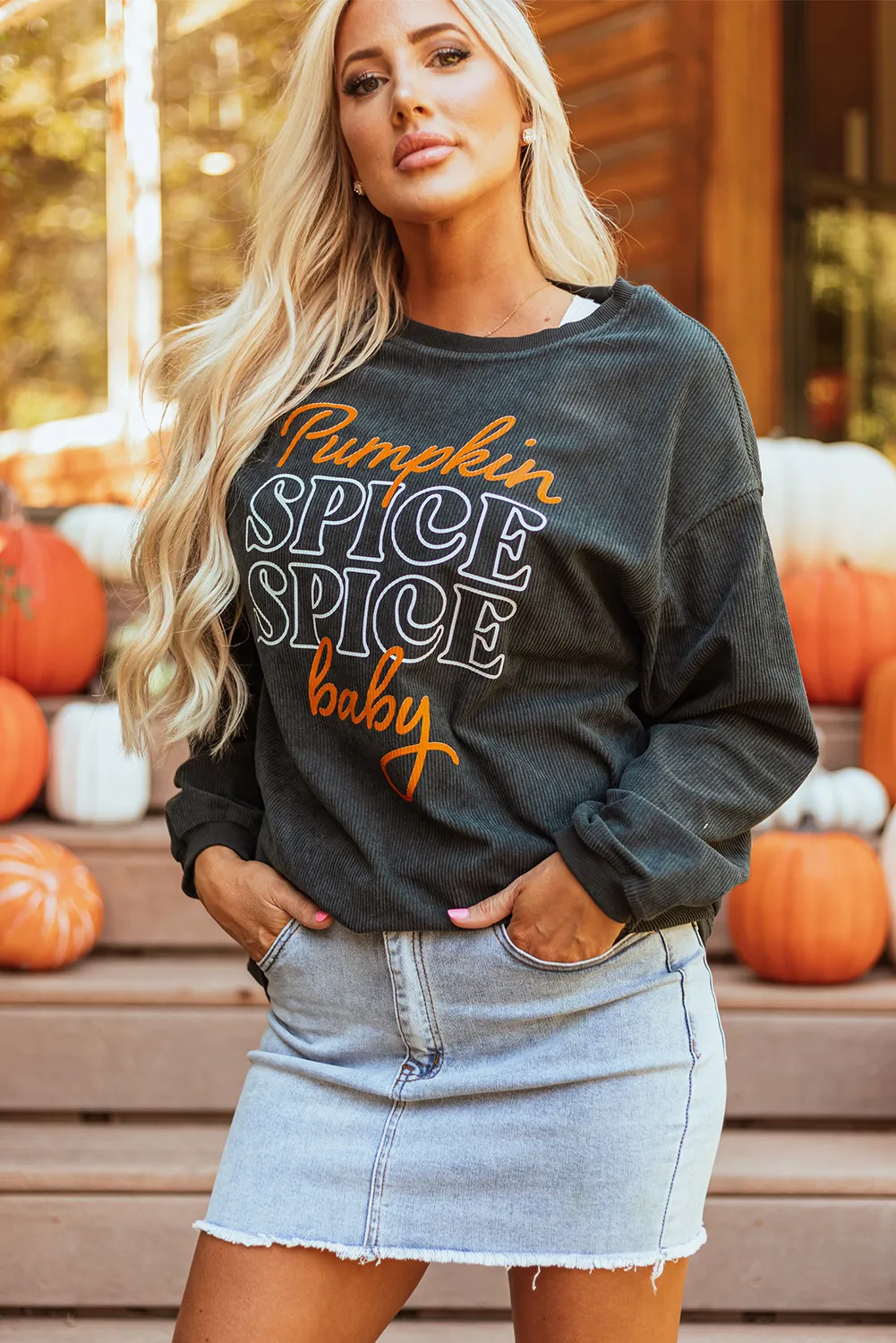 Letter Graphic Round Neck Long Sleeve Sweatshirt, image 6