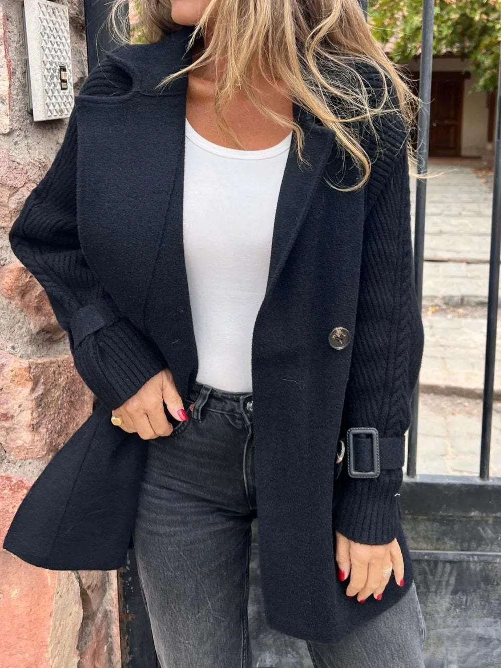 Full Size Texture Knit Longline Coat Plus Size, image 7