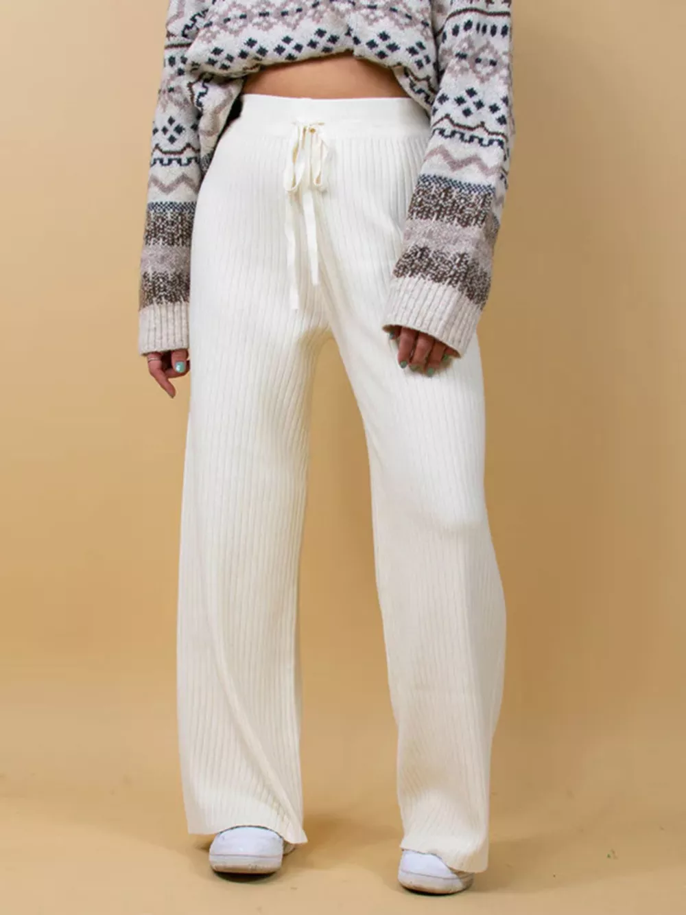 Ribbed Wide Leg Sweater Pants, image 4