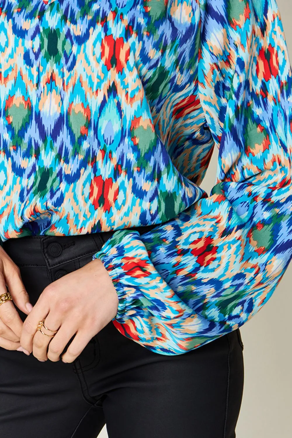 Full Size Printed Balloon Sleeve Blouse, image 14