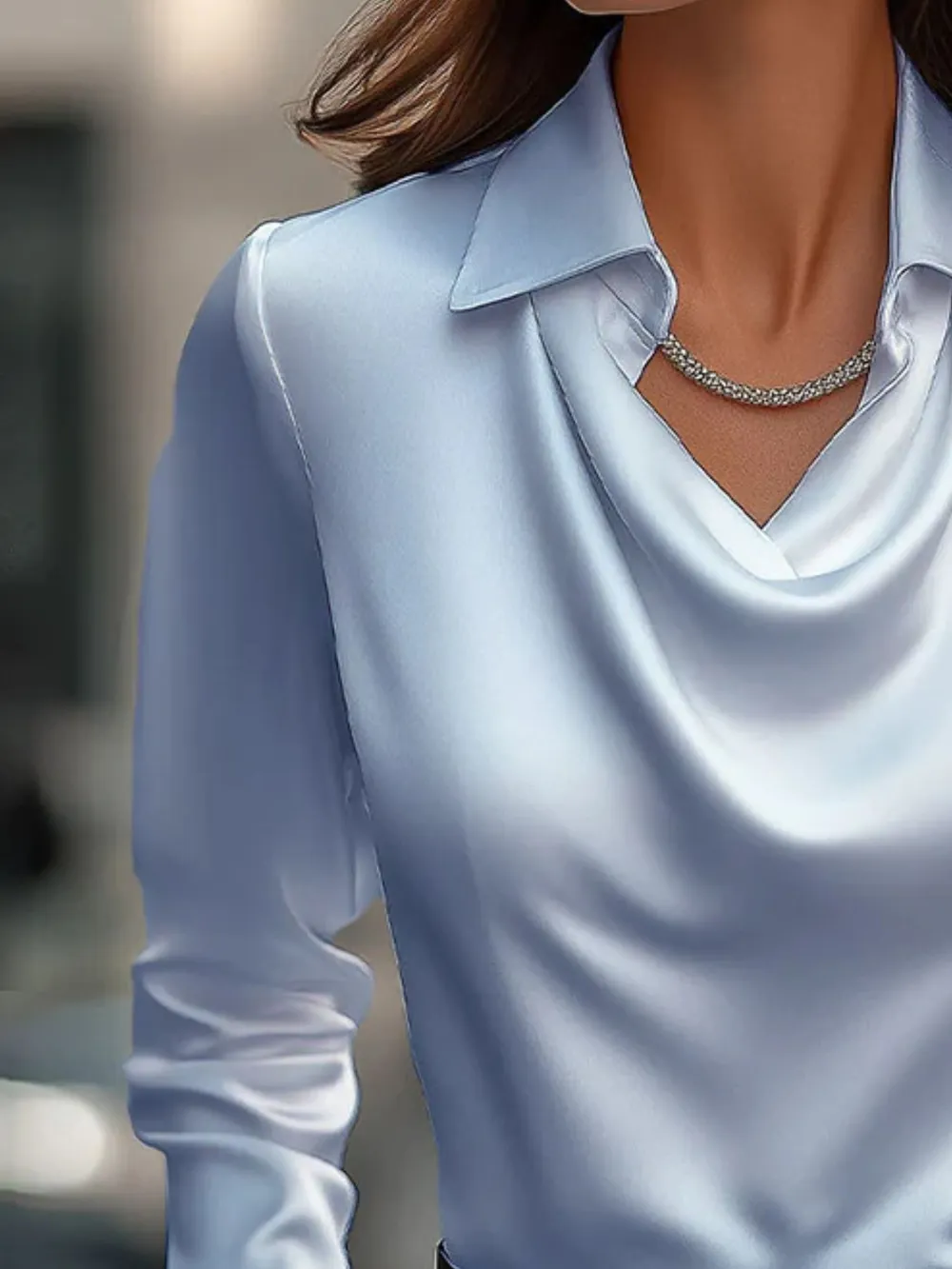 Full Size Long Sleeve Blouse with Collar Plus Size, image 10