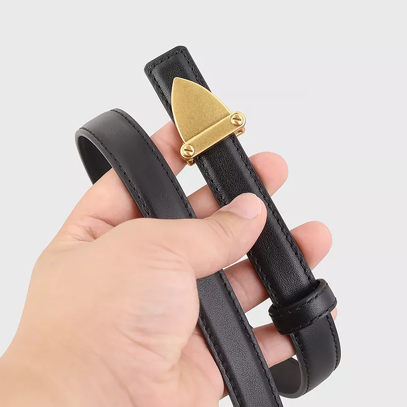 Leather Belt with Golden Buckle, image 3