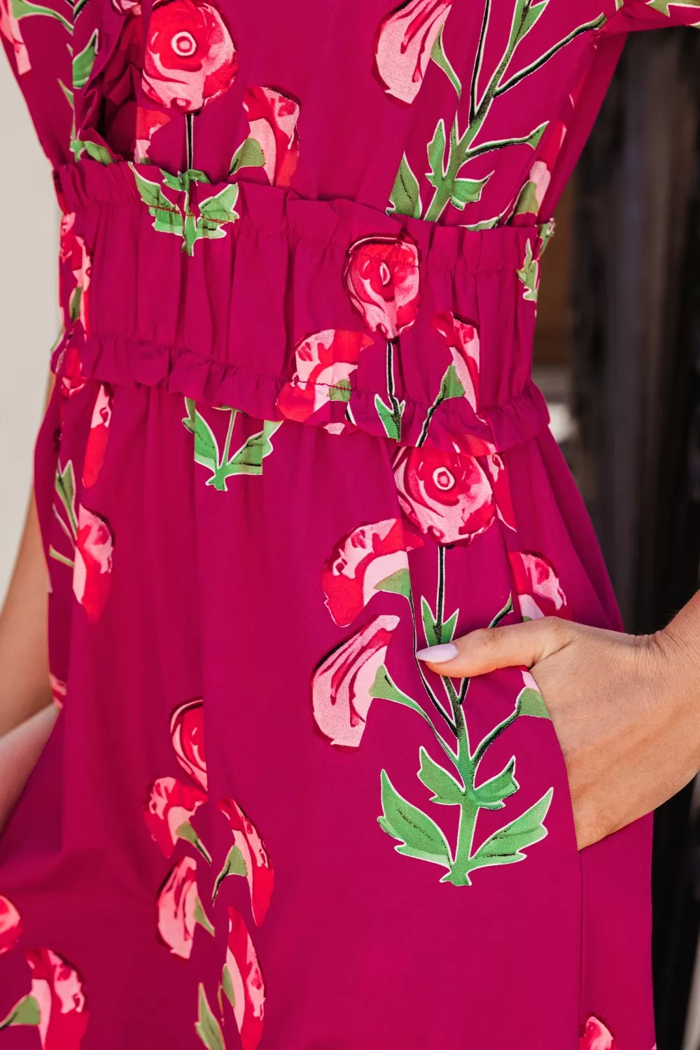 Floral Print Short Sleeve Midi Dress, image 5