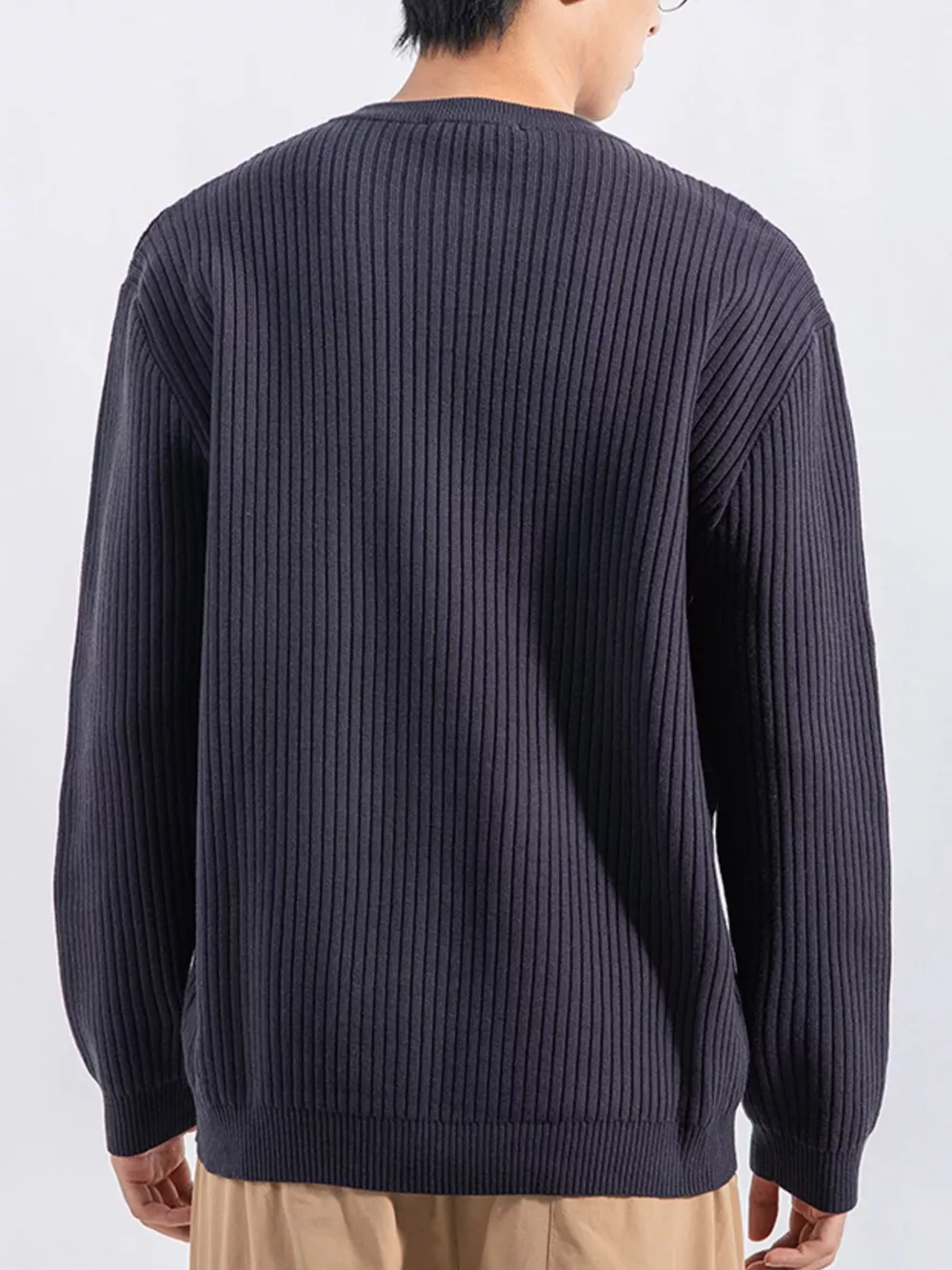 Men's Plus Size Ribbed Button Detail Knit Top, image 12