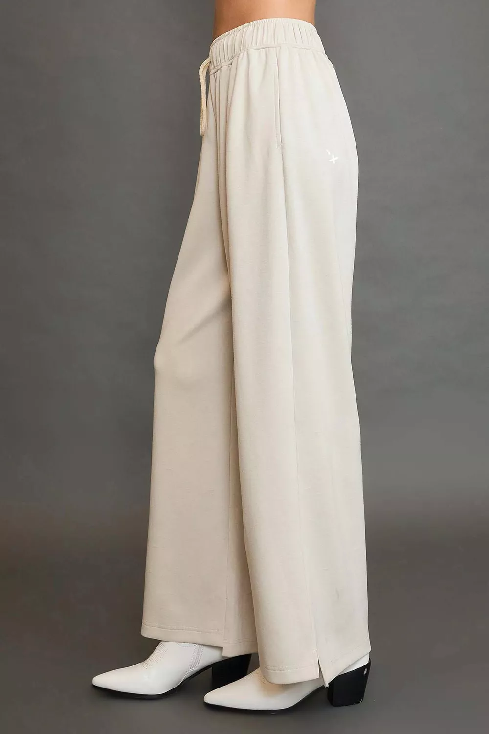 Elastic Drawstring Waistband Wide Leg Pants, image 2