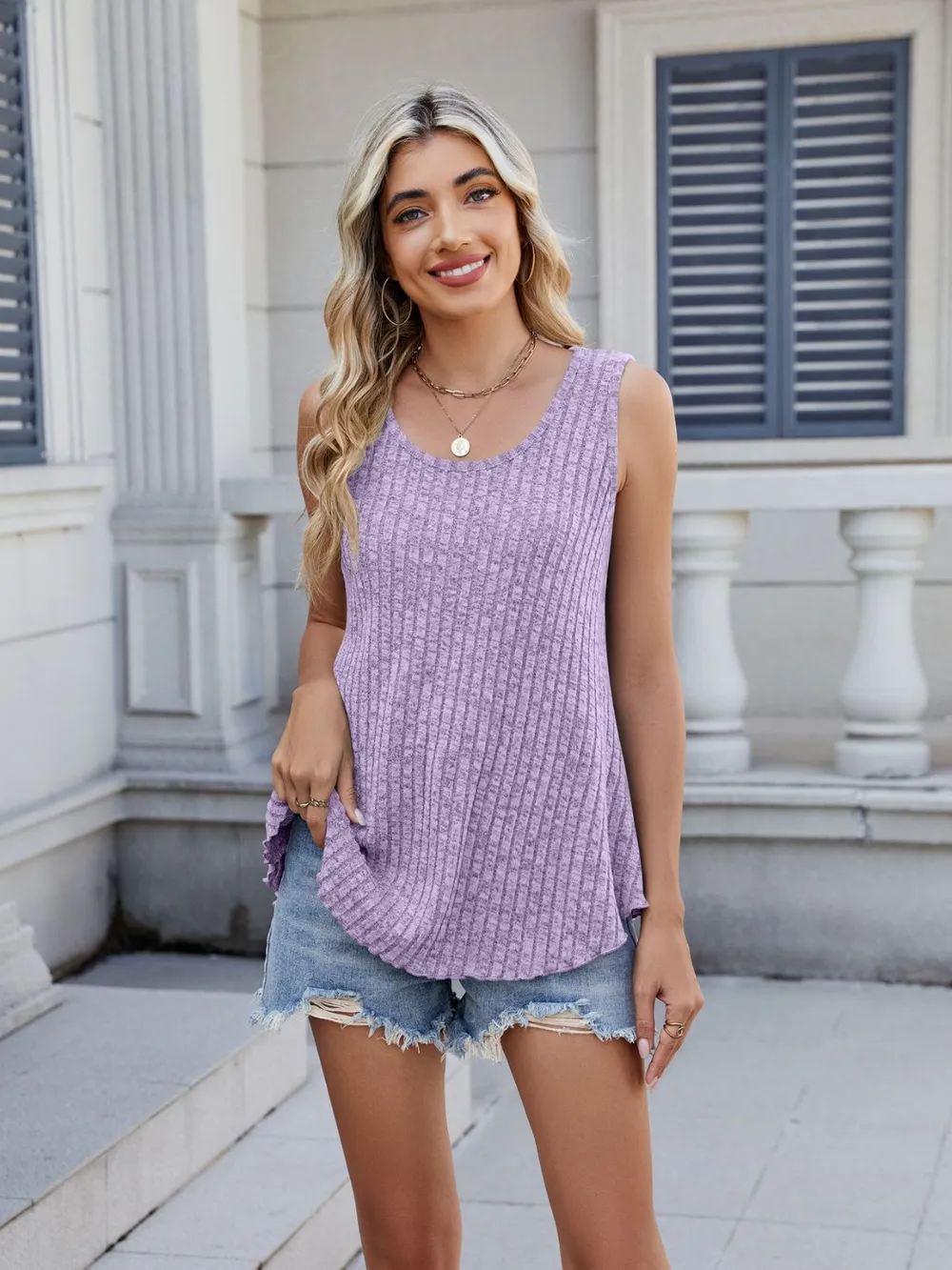 Ribbed Round Neck Tank, image 3
