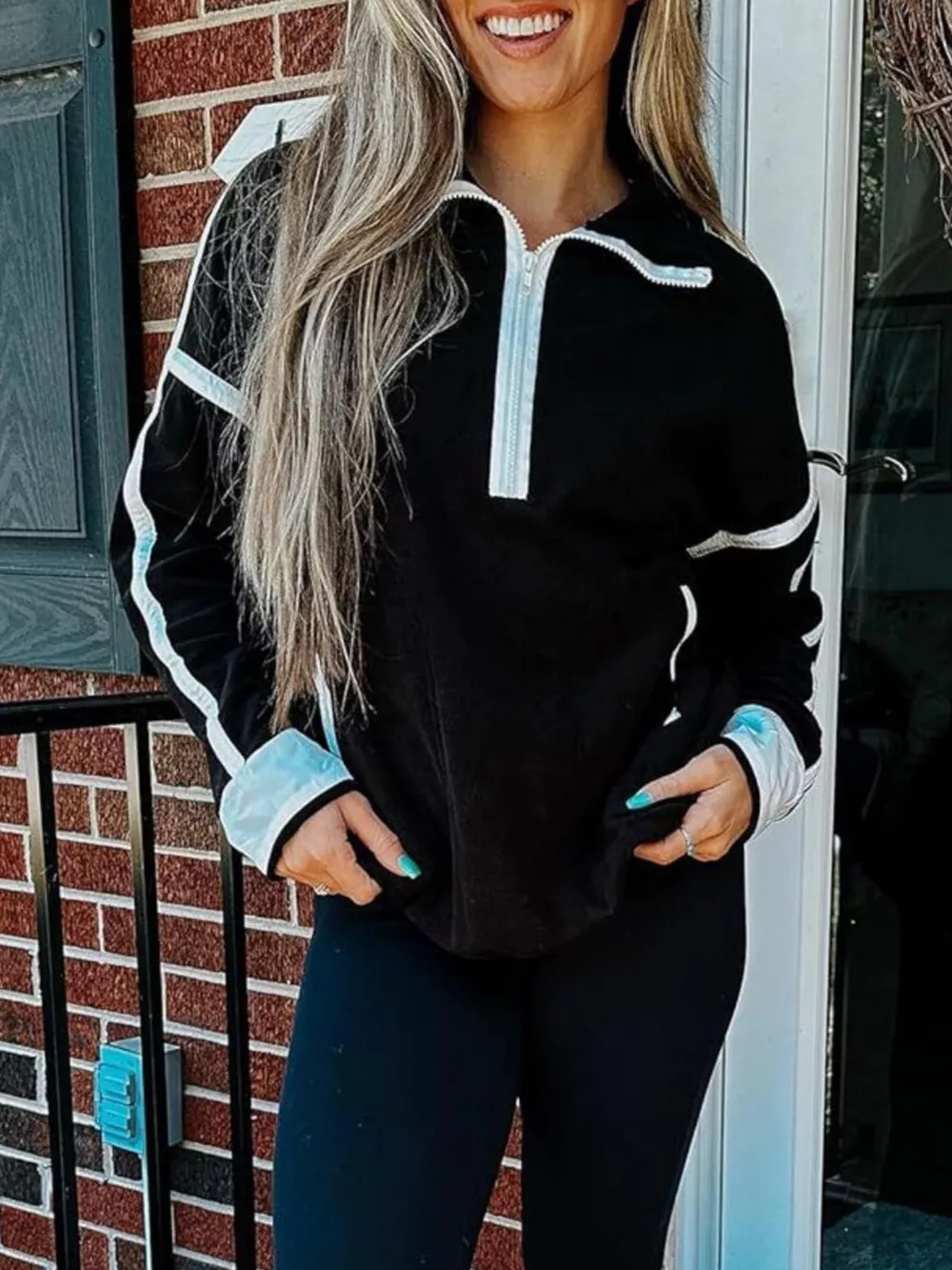Half Zip Dropped Shoulder Sweatshirt, image 10