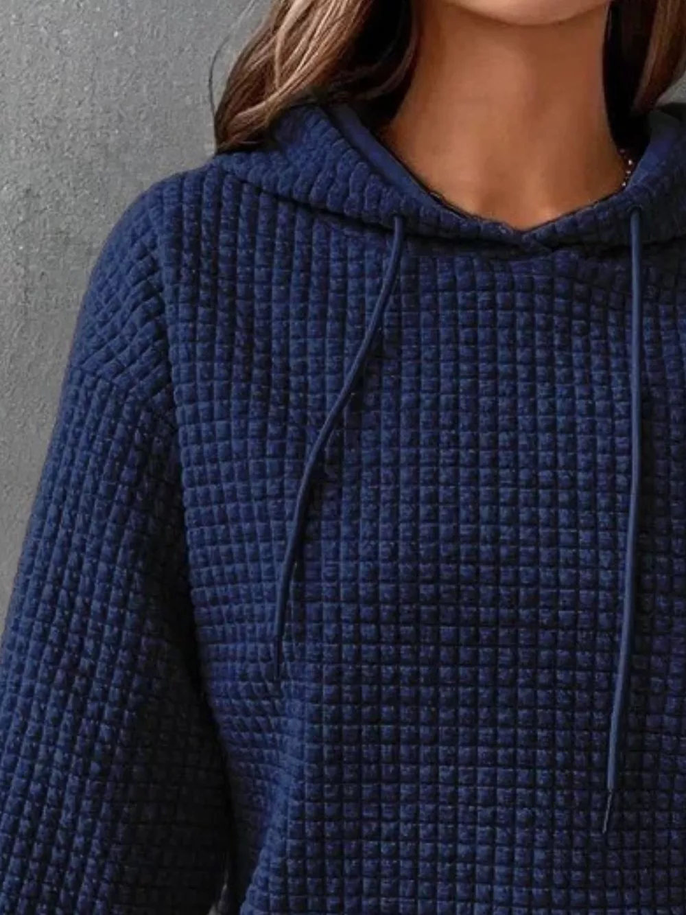 Full Size Textured Kangaroo Pocket Hoodie Plus Size, image 11