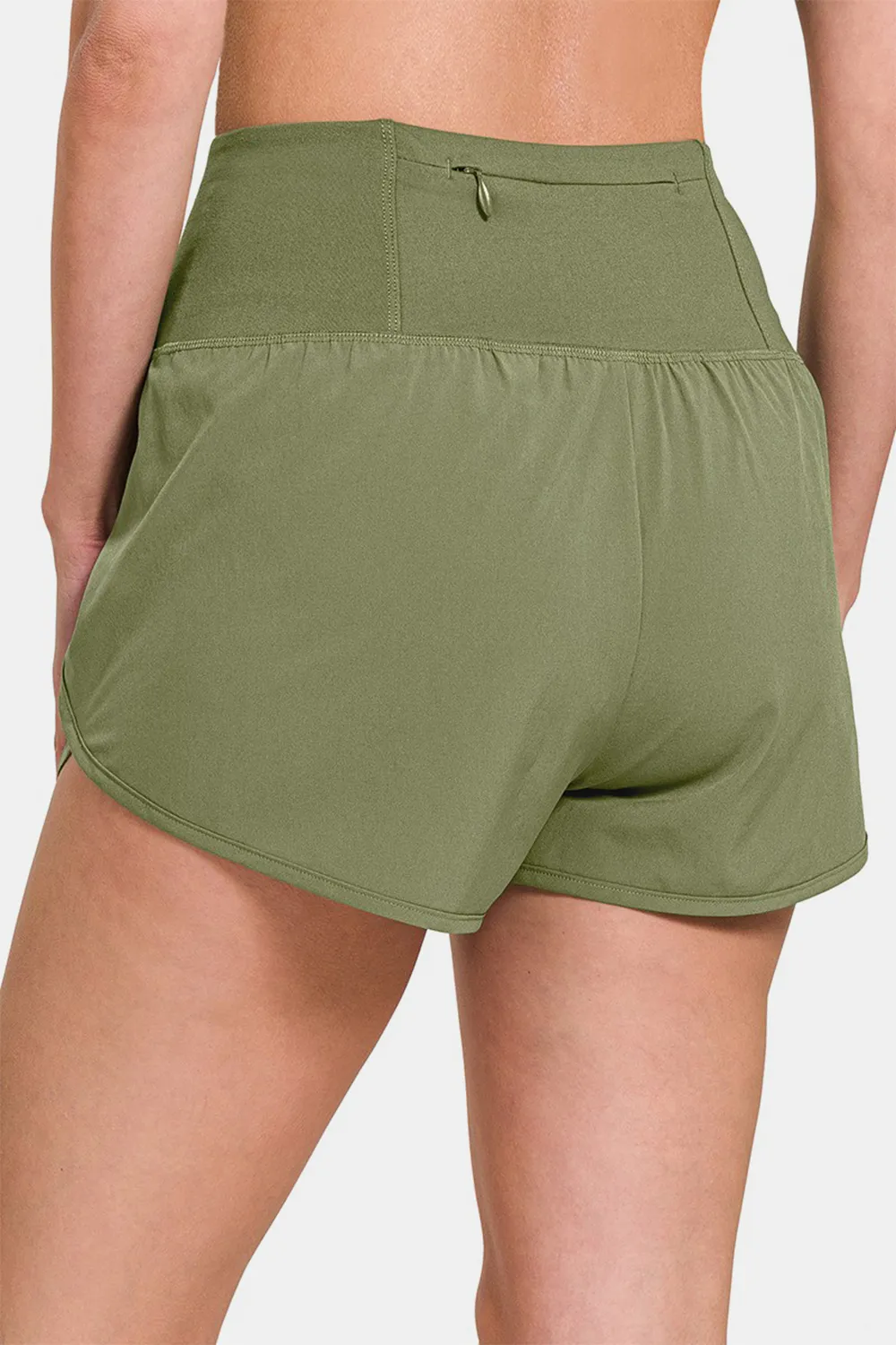 High-Waisted Zippered Back Pocket Active Shorts, image 2