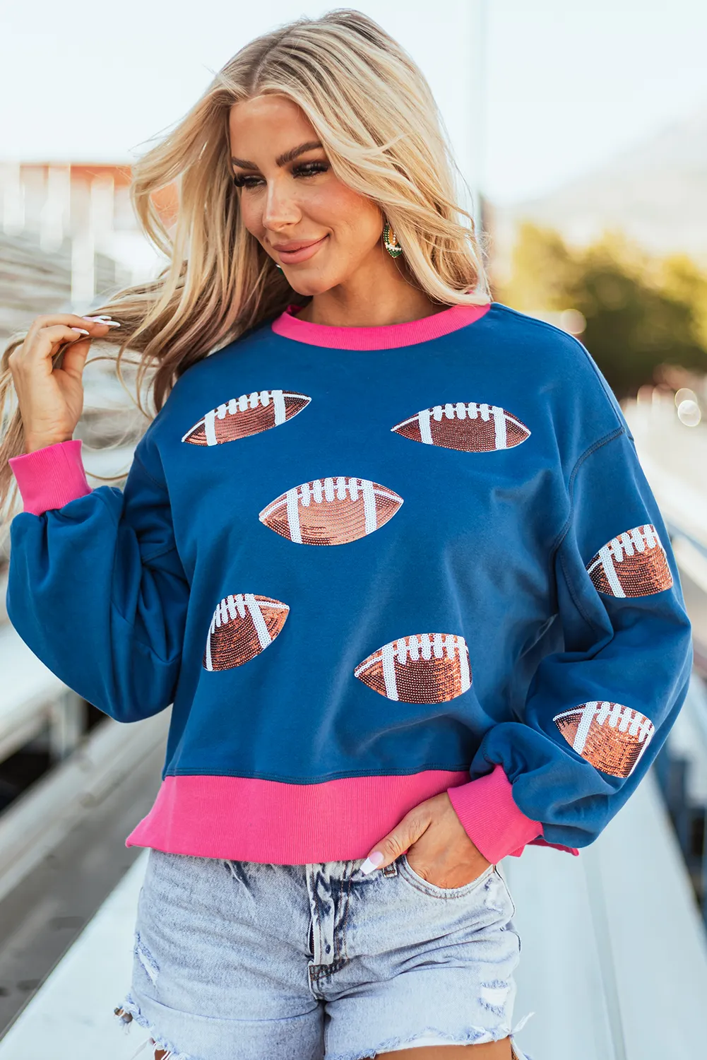 Contrast Football Long Sleeve Sweatshirt, image 3