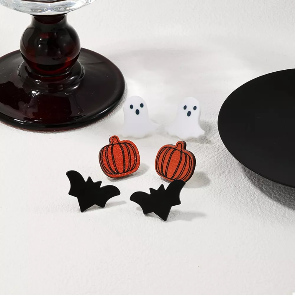 3 Piece Halloween-Themed Stud Earrings