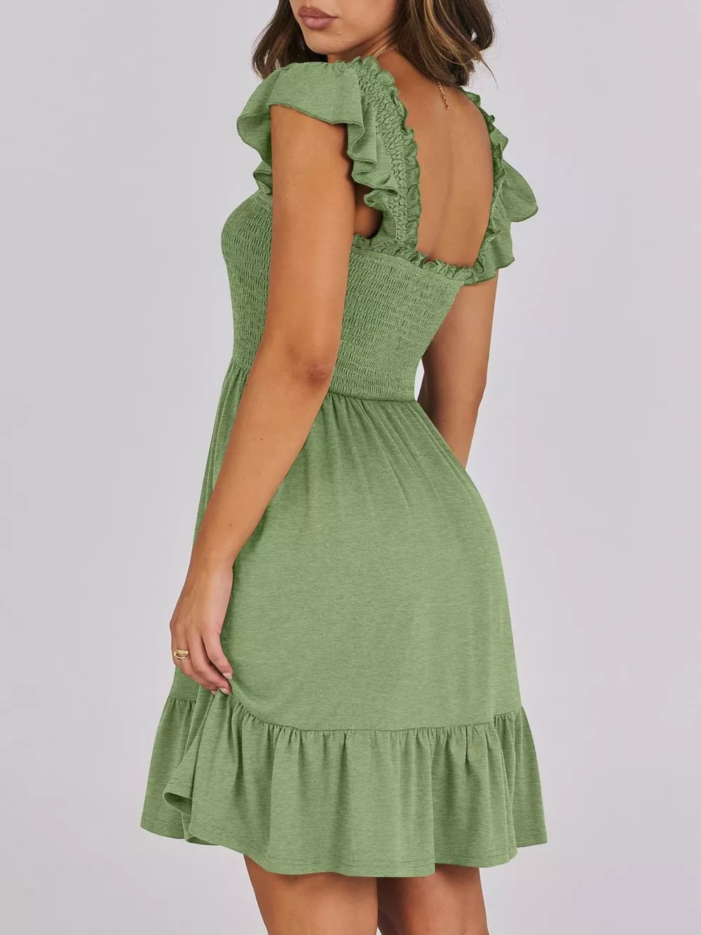 Smocked Ruffle Hem Mini Dress, image 6
