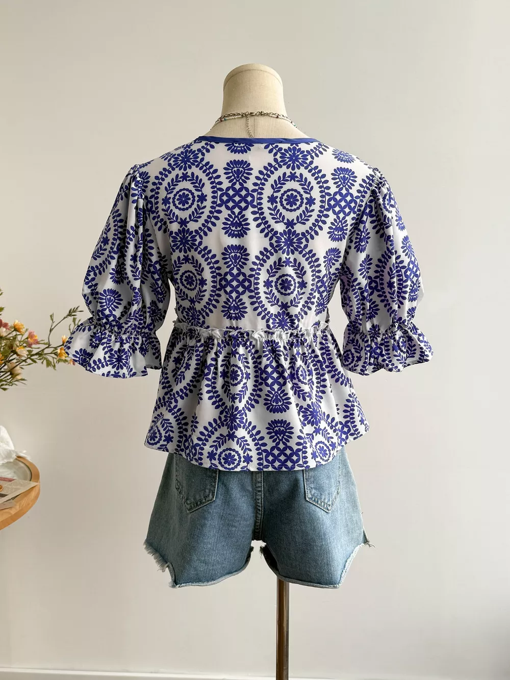 Floral Print Tie-Front Blouse, image 4