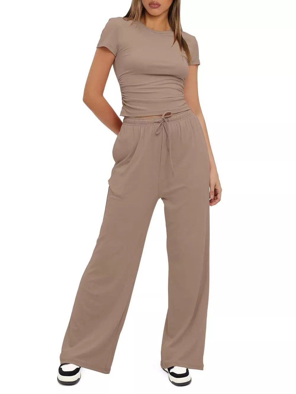 Round Neck Short Sleeve Top and Pants Set, image 14