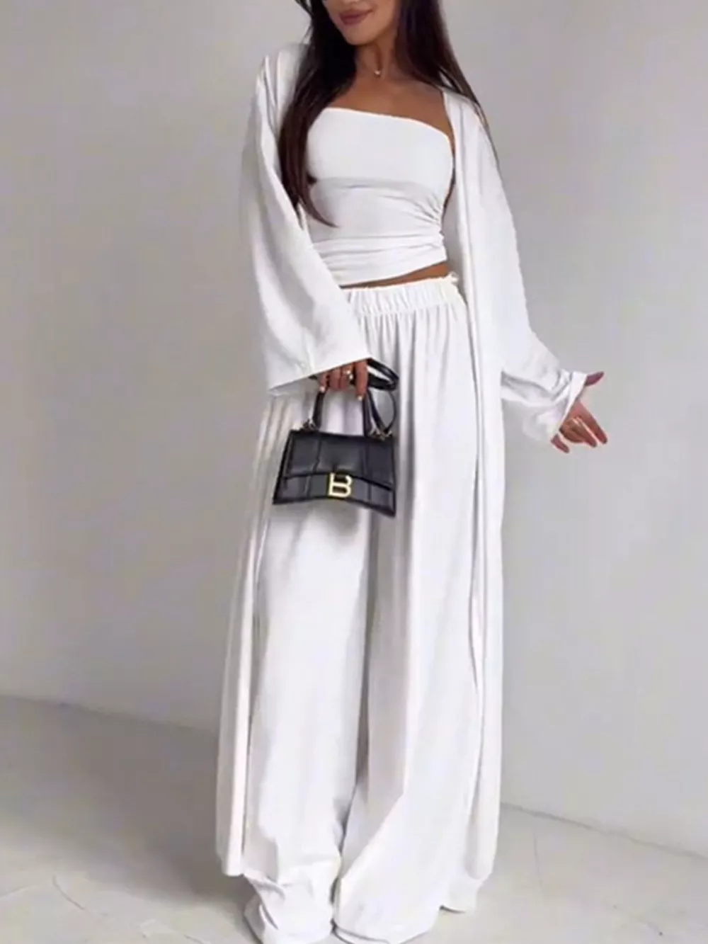 Tube Top & Cardigan & Pants Three Piece Set, image 9