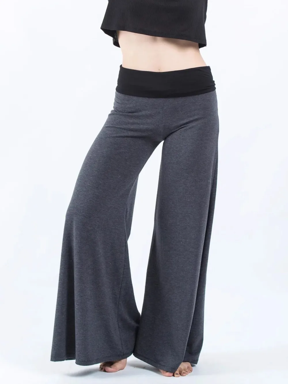 High Waisted Wide Leg Yoga Pants with Contrast Waistband, image 11