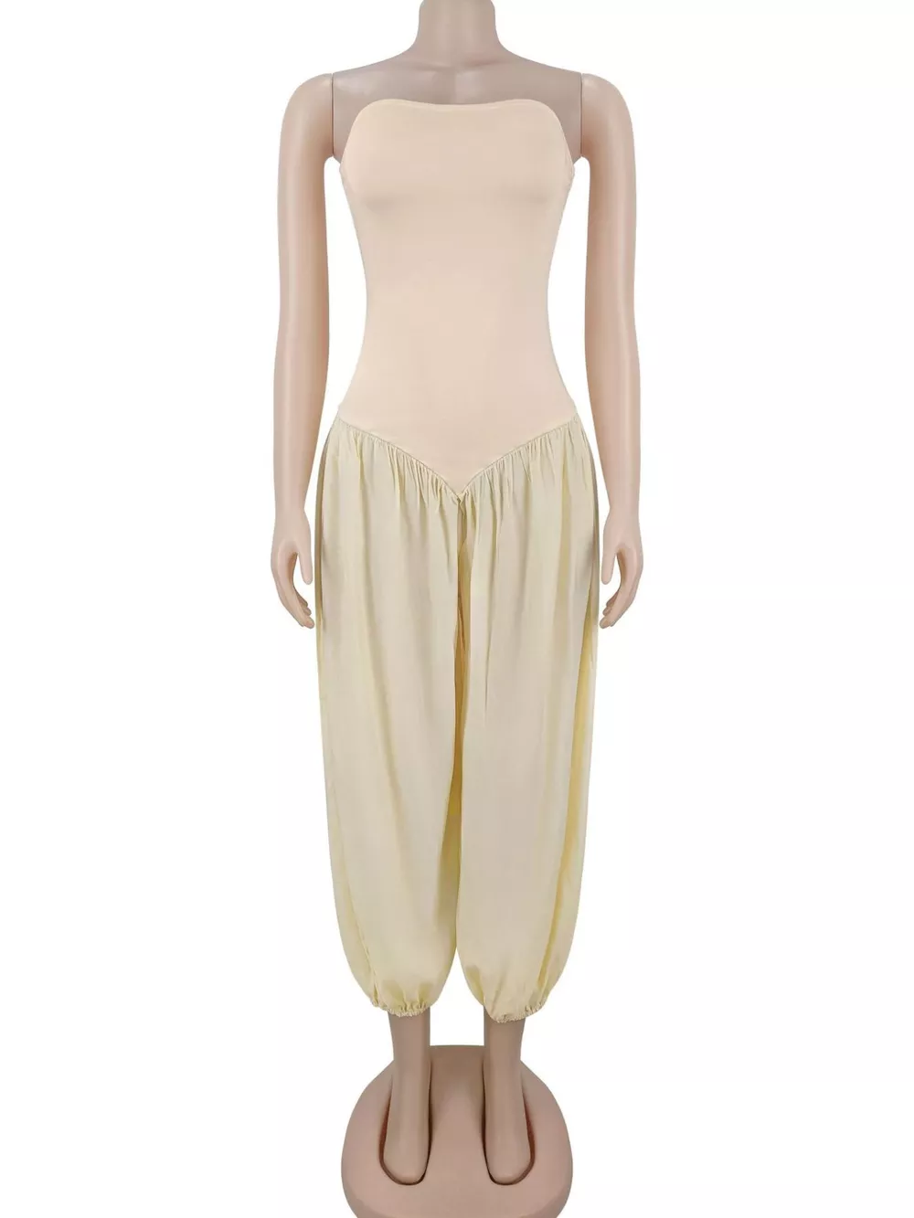 Strapless Ruched Wide-Leg Jumpsuit, image 5