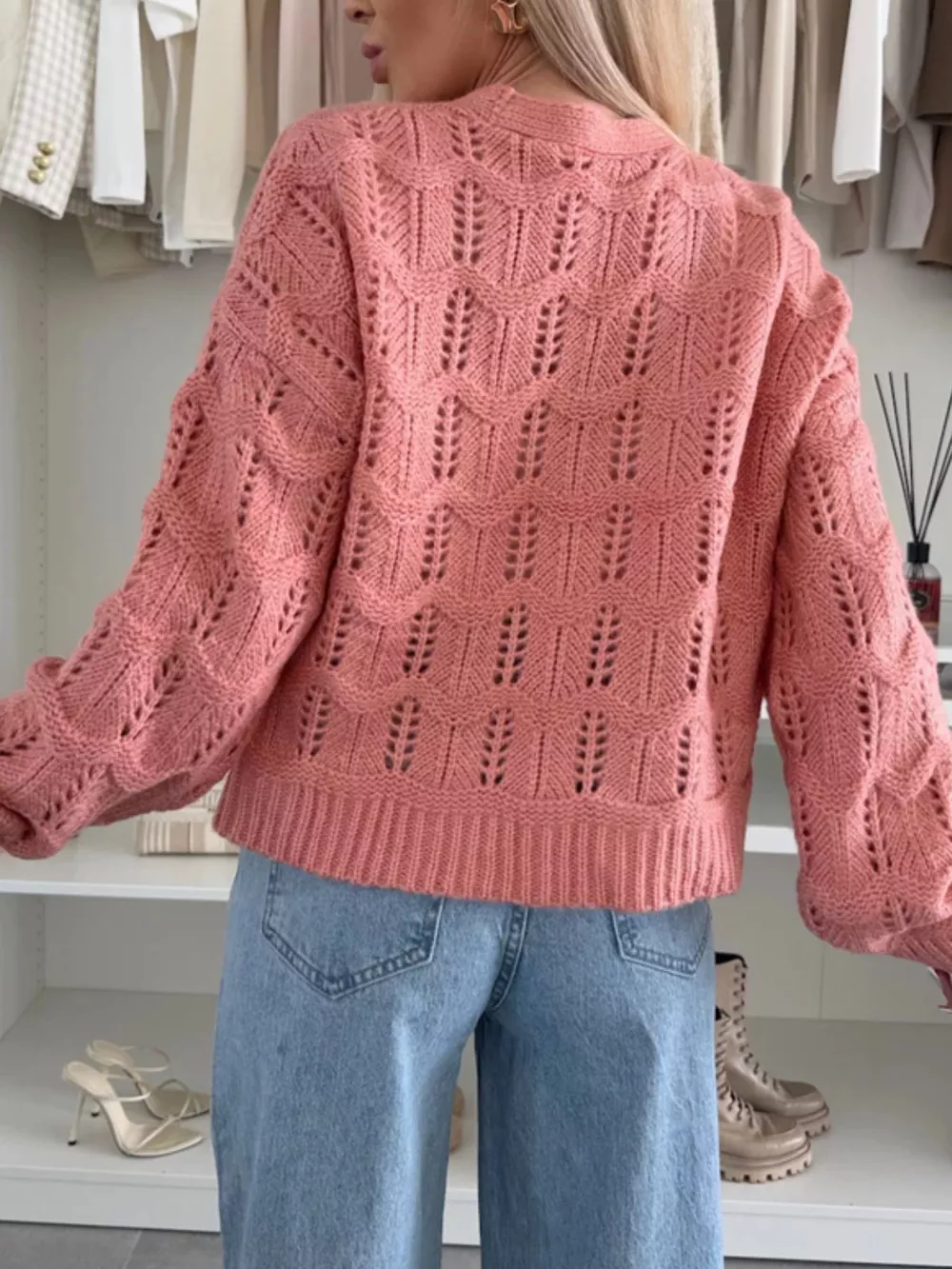 Tie-Front Openwork Cardigan, image 14