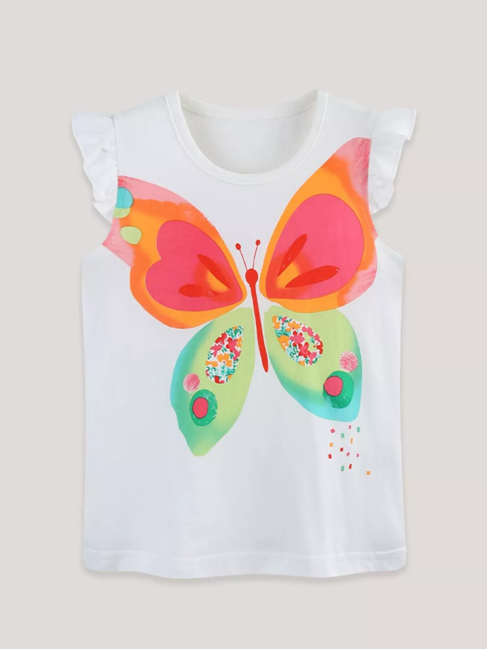 Children's Butterfly Graphic Ruffle Sleeve T-Shirt, image 2