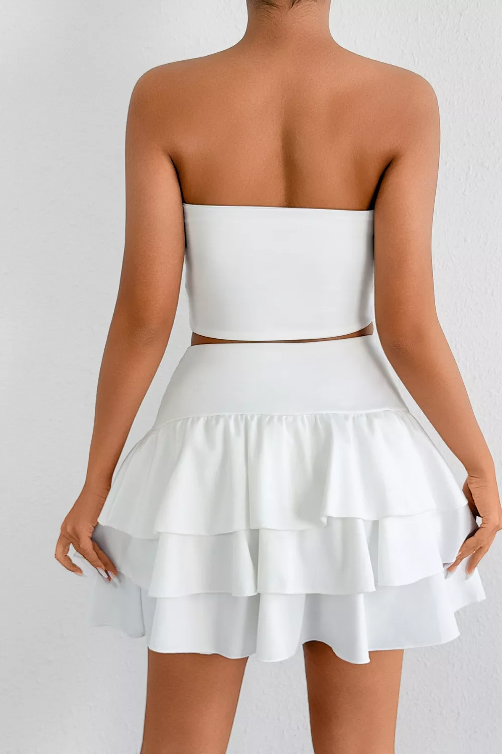 Tube Top and Ruffle Layered Skirt Set, image 3