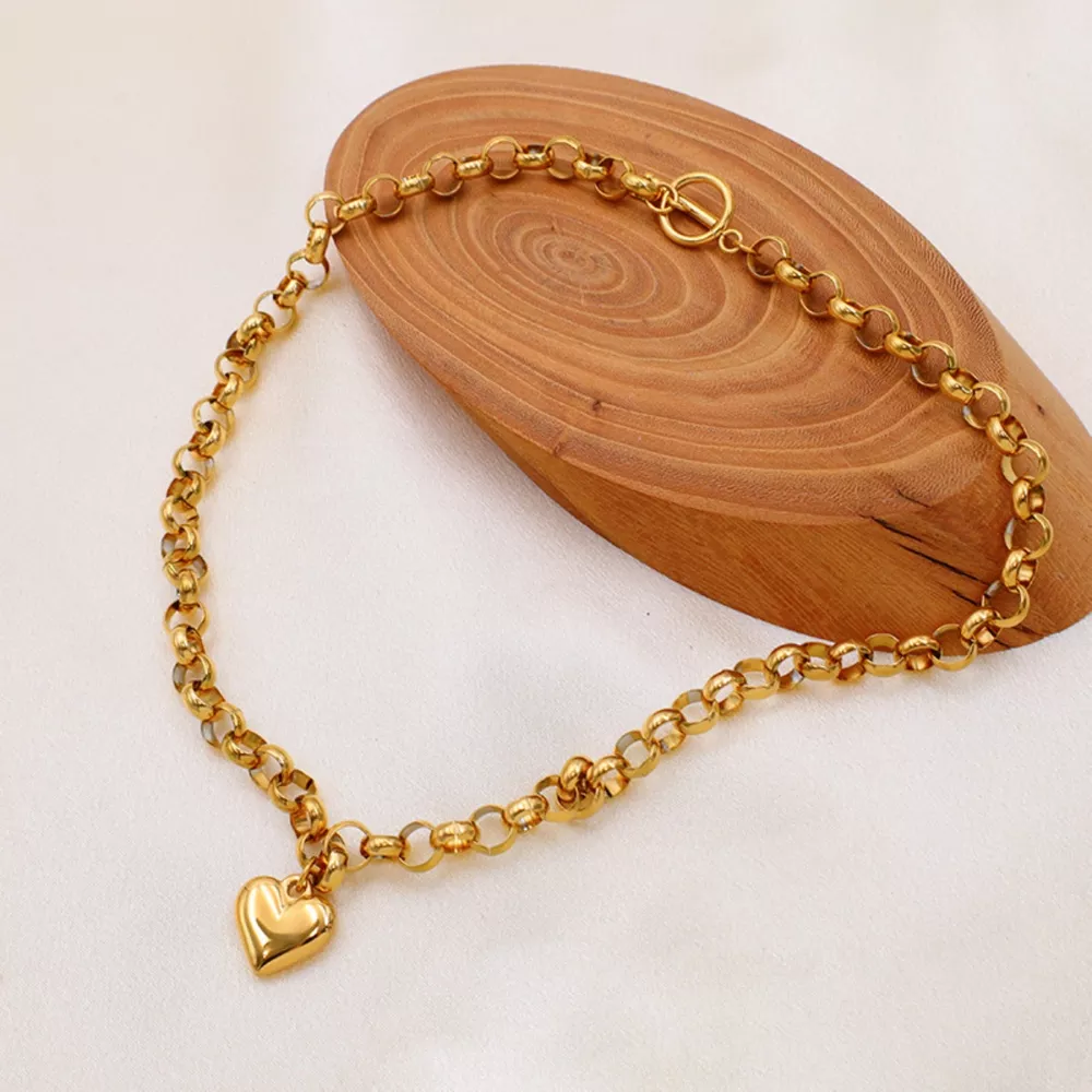 Heart Pendant Toggle Clasp Chain Necklace, image 4